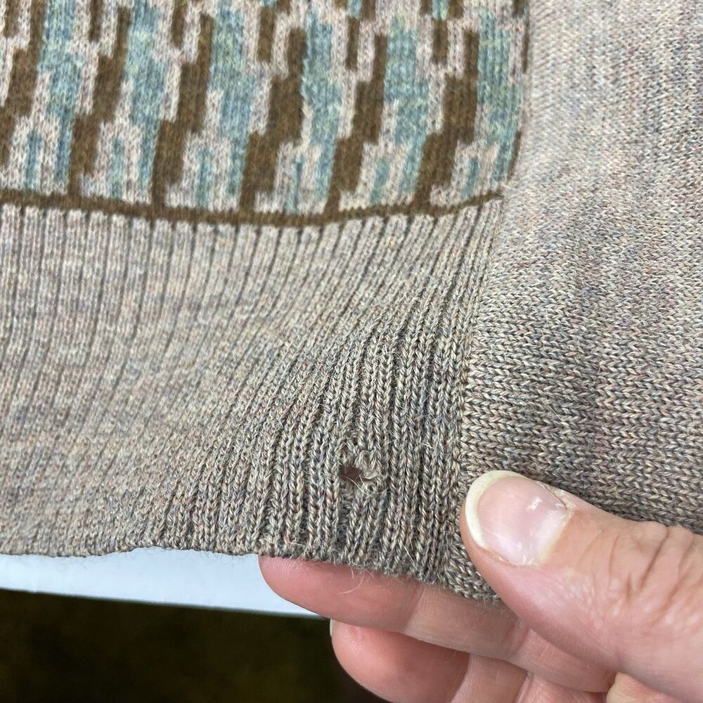 Peruvian Connection Taupe and Teal Patterned Open-Front Cardigan - Picture 2 of 13